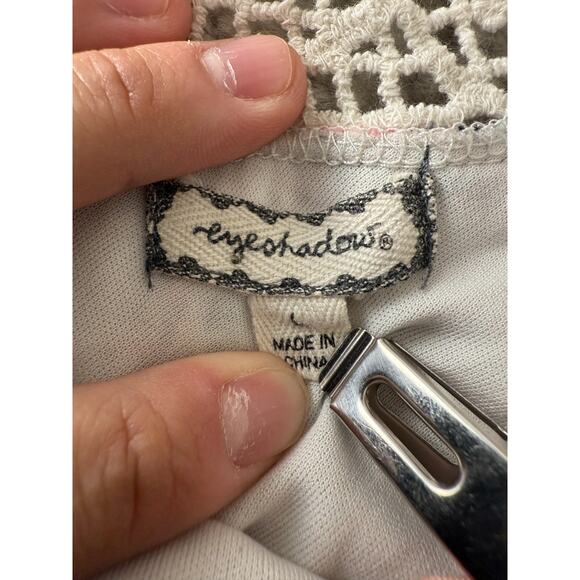 EyeShadow Size L Geometric Lace Cold Shoulder Dress Pink Short Sleeve Lined - Picture 6 of 10